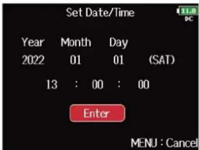 ZOOM F8n Pro - Avec, sélectionnez « Set Date/Time » (régler date/heure), et pressez. - 7