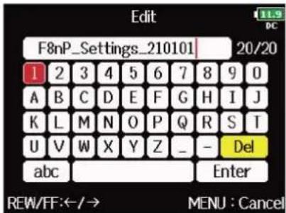 ZOOM F8n Pro - Avec ⏻, sélectionnez « Backup/Load Settings » (sauvegarde/chargement des réglages), et pressez - 6