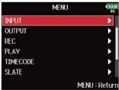 ZOOM F8n Pro - Avec, sélectionnez « INPUT » (entrée), et pressez. - 2