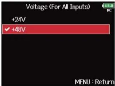 ZOOM F8n Pro - Avec, sélectionnez la tension, et pressez. - 2