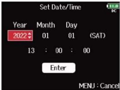 ZOOM F8n Pro - Avec, sélectionnez « Set Date/Time » (régler date/heure), et pressez. - 6