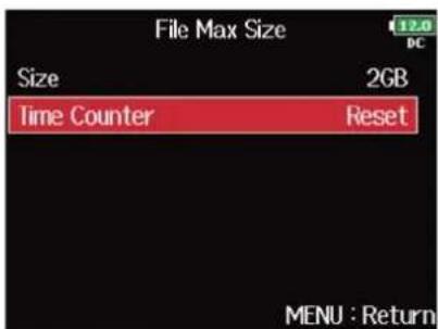ZOOM F8n Pro - Avec, sélectionnez « Time Counter » (compteur temporel), et pressez. - 2