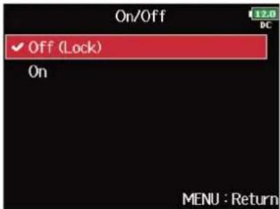 ZOOM F8n Pro - Avec, sélectionnez « On/Off », et pressez. - 4