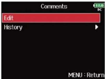 ZOOM F8n Pro - Modification des commentaires du rapport audio - 6