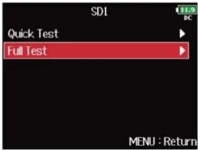 ZOOM F8n Pro - Avec, sélectionnez la carte SD à tester, et pressez. - 4