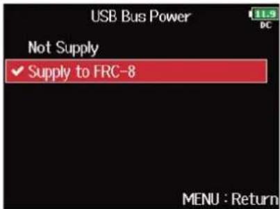 ZOOM F8n Pro - Avec, sélectionnez « Supply to FRC-8 » (alimenter le FRC-8), et pressez. - 1
