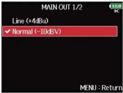 ZOOM F8n Pro - Avec , réglez le niveau de sortie standard, et pressez . - 2