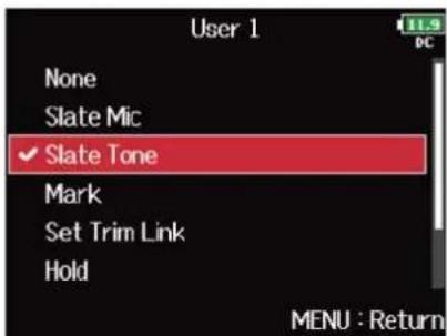 ZOOM F8n Pro - Avec, sélectionnez « User Key » (touche assignable), et pressez. - 5