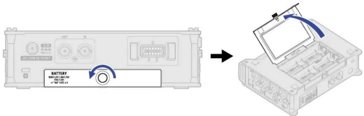 ZOOM F8n Pro - Installation des piles - 1
