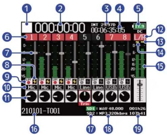 ZOOM F8n Pro - Écran Mélangeur - 1