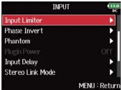 ZOOM F8n Pro - Avec, sélectionnez « Input Limiter » (limiteur d'entrée), et pressez. - 2