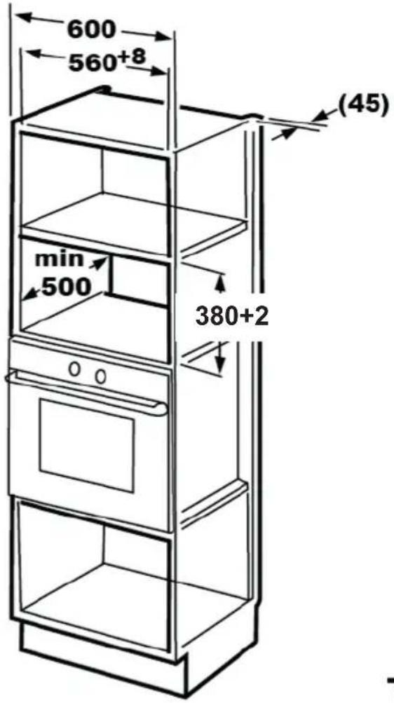 GRUNDIG GMI 11311 DX - Dimensione alloggiamento per l'installazione a incasso - 1