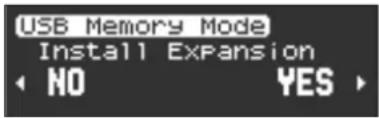 USB Memory Mode Install Expansion NO YES