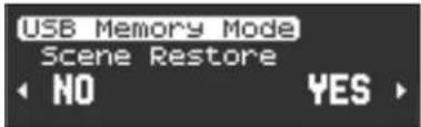 USB Memory Mode Scene Restore NO YES
