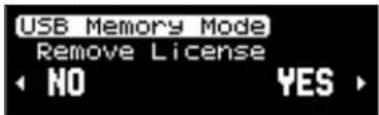 USB Memory Mode Remove License ← NO YES >