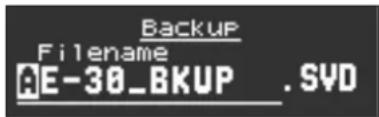 Backup Filename AE-30_BKUP . SYD