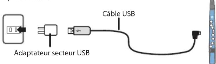 ROLAND Aerophone mini - Connectez le câble USB (fourni) et un adaptateur secteur USB (vendu séparément) au port USB de l'Aerophone mini. - 1