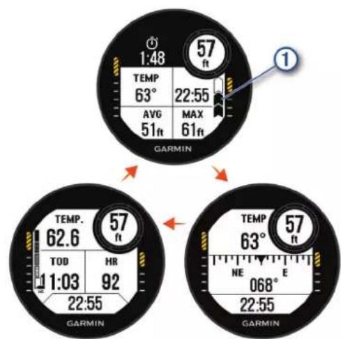 GARMIN Descent G1 - Écrans de données du profondimètre - 1