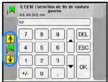 Dürkopp Adler 755 A - Régler la correction des couteaux d'angle au début/à la fin de la couture - 3