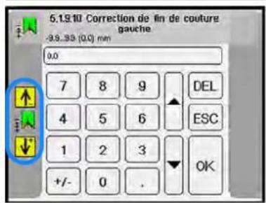 Dürkopp Adler 755 A - Régler la correction des couteaux d'angle au début/à la fin de la couture - 3