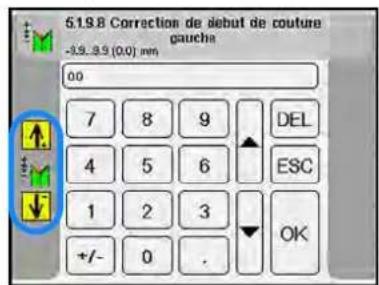 Dürkopp Adler 755 A - Régler la correction des couteaux d'angle au début/à la fin de la couture - 1