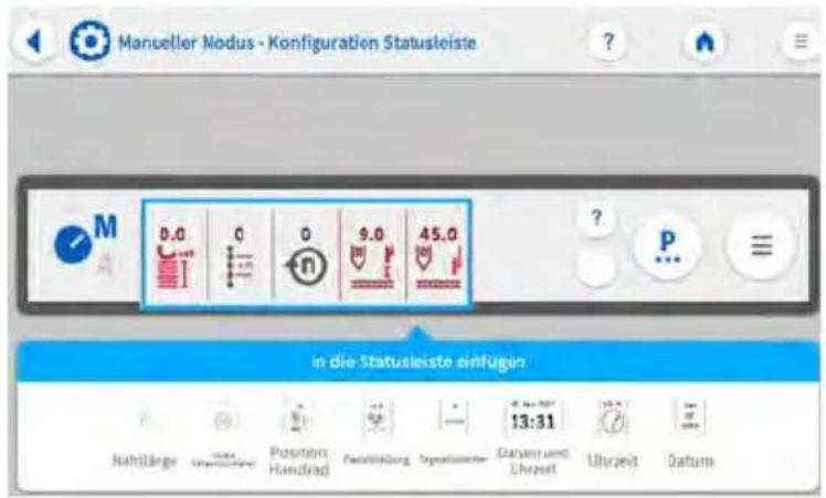 Dürkopp Adler 5501233 - Personnaliser les informations dans la barre d'état - 3