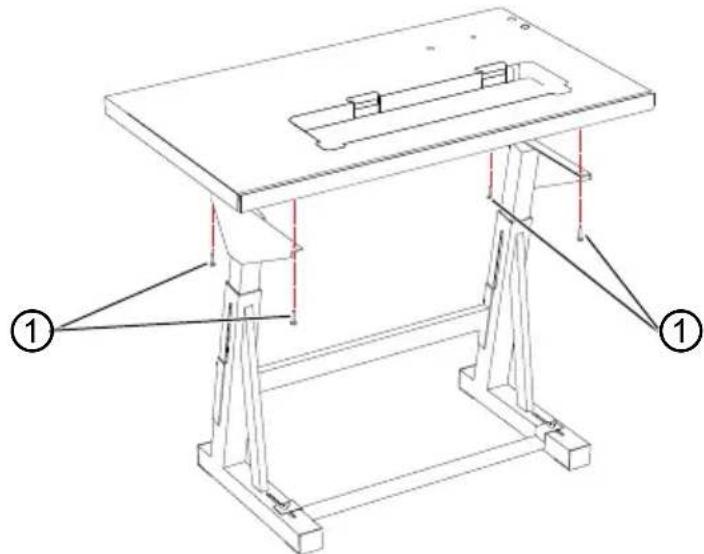 Dürkopp Adler 1727 - Fixation de la table au bâti - 1