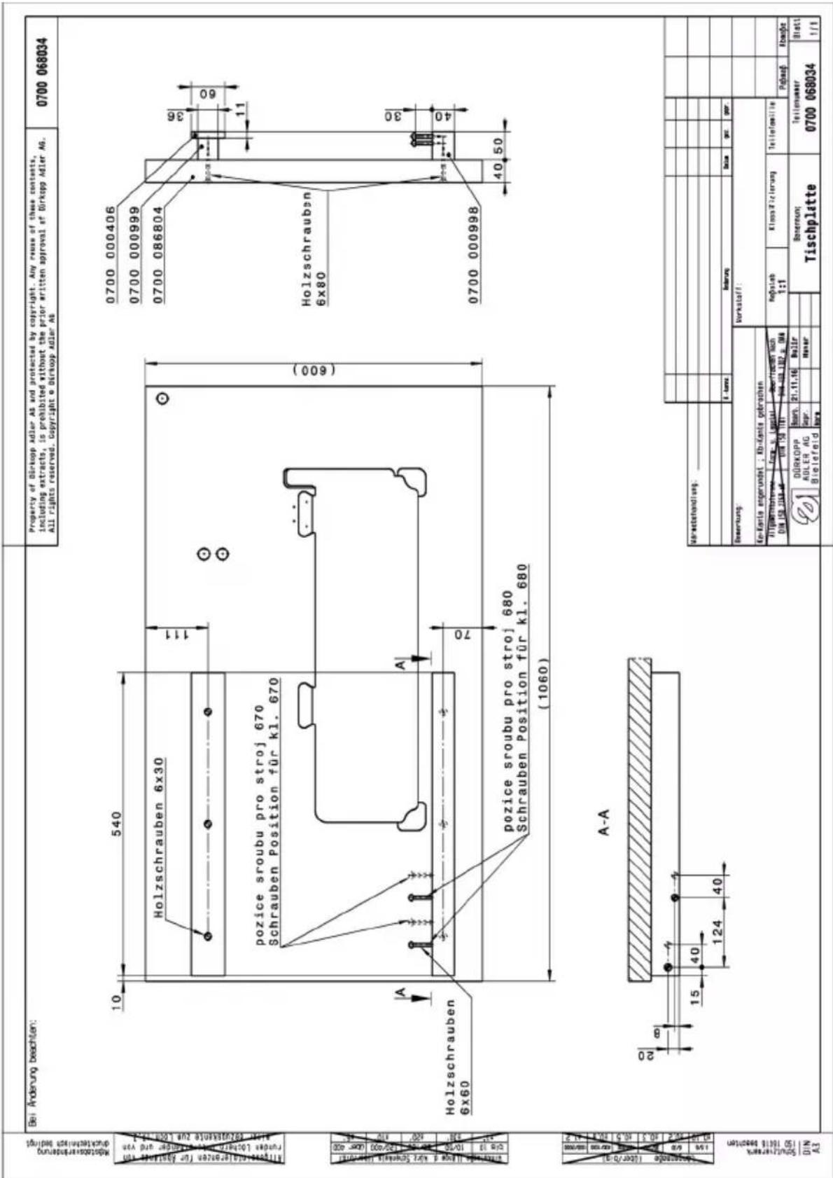 Dürkopp Adler 670 - Dessins de table - 1