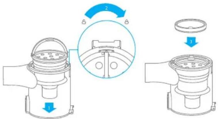 DREAME T10 - Installation du compartment à poussière, du préfiltre et de l'ensemble cyclone - 1
