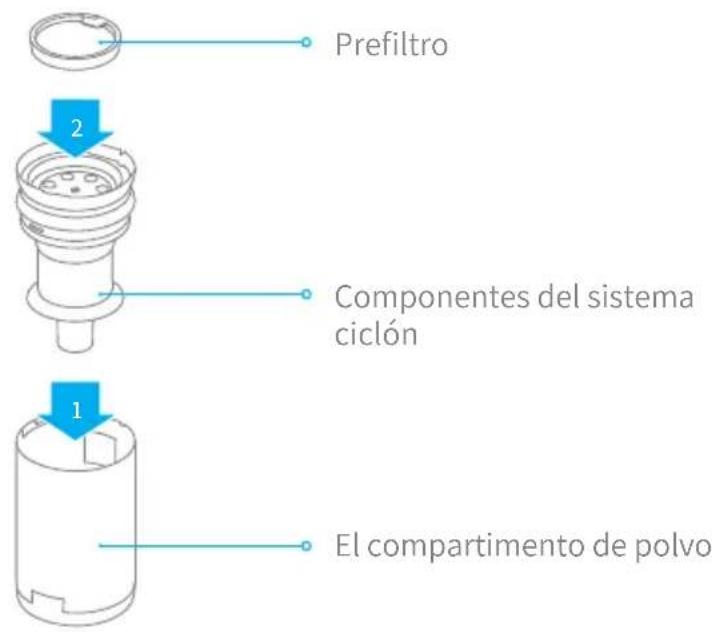 DREAME P10 - Instalación de los componentes para la taza de polvo - 1