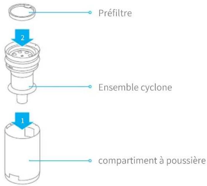 DREAME P10 - Installation de l'assemblage du compartiment à poussière - 1