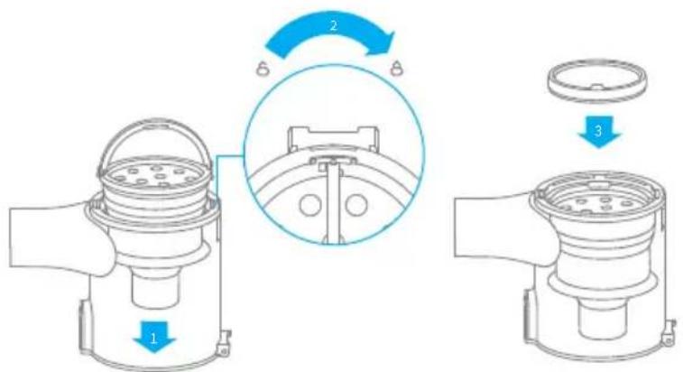 DREAME T20 - Installazione del vano polvere, del pre-filtro e delsystema ciclonico - 1