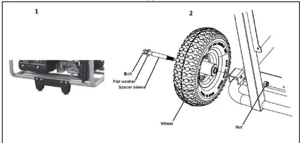 Eurom MM5500 - Fixation de la béquille et du jeu de roues - 1