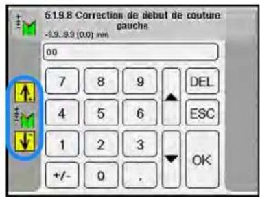 Dürkopp Adler 756 A - Régler la correction des couteaux d'angle au début/à la fin de la couture - 1