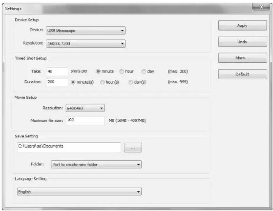 Reflecta DigiMicroscope Vario - System settings menu - 1