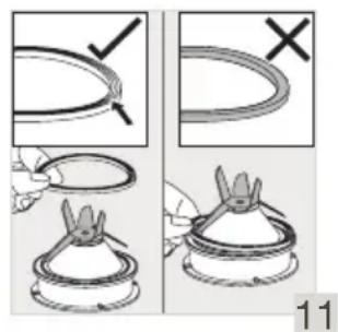 Diagram illustrating two steps of a hairpin ring replacement, showing correct and incorrect states with labeled section 11.
