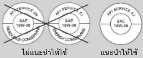 AP1 SERVICE 6X SAE 10W-30 RESCIENCE CONSERV AP1 SERVICE 8J SAE 10W-30 ENERGY CONSERVING AP1 SERVICE 8J SAE 10W-30 ไม่แนะนําให้ใช้ แนะนําให้ใช้