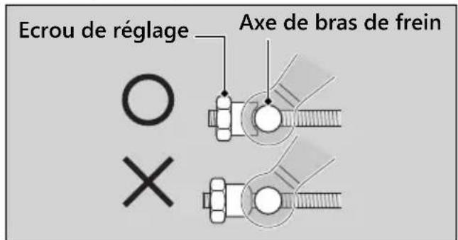 Ecrou de réglage Axe de bras de frein O X