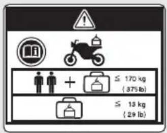 ! ↓ 170 kg (375 lb) + ≤ 13 kg (29 lb)