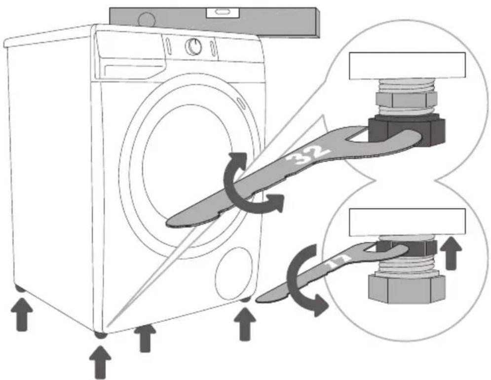 GORENJE WNEI84ADS - RÉGLAGE DES PIEDS AJUSTABLES - 1