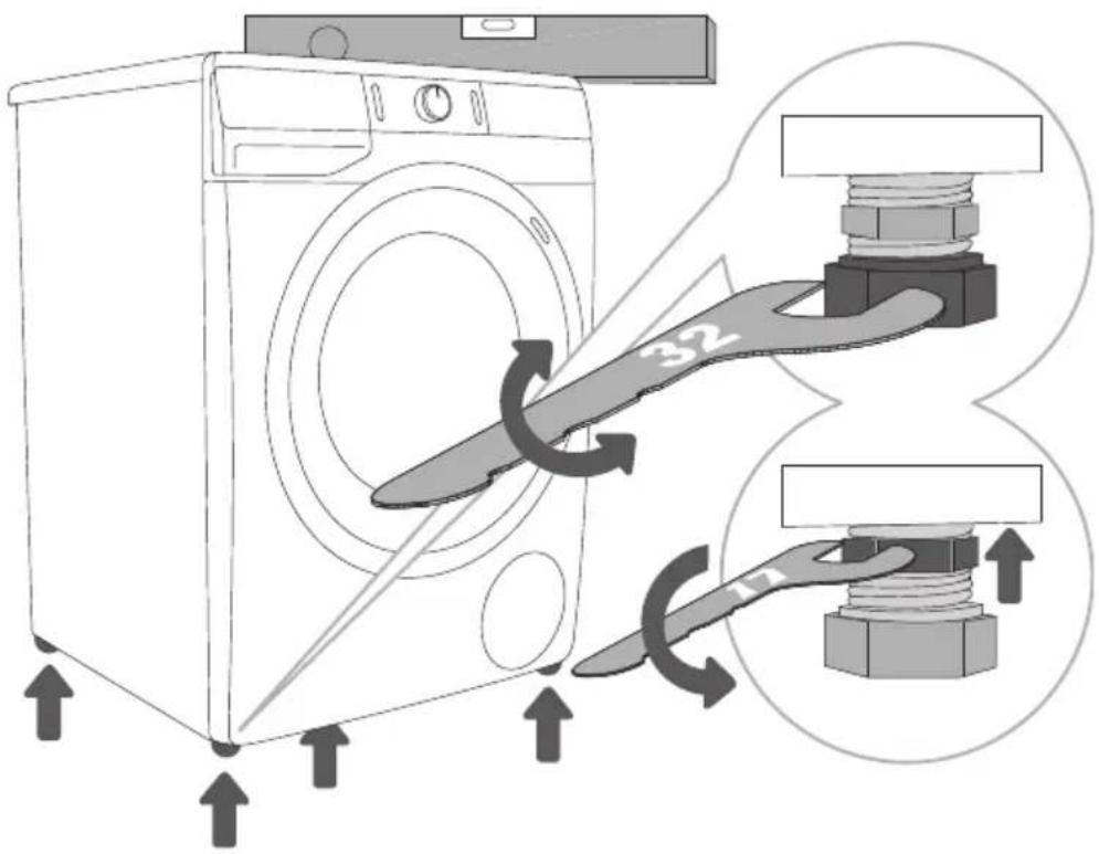 GORENJE WNEI96ADS - RÉGLAGE DES PIEDS AJUSTABLES - 1