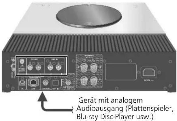 Gerät mit analogem Audioausgang (Plattenspieler, Blu-ray Disc-Player usw.)
