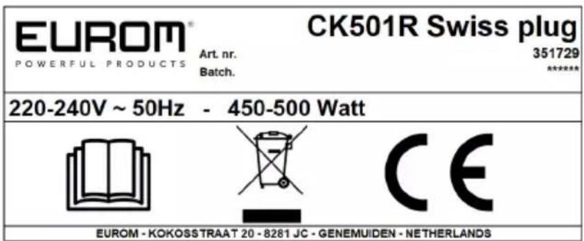 Eurom CK501R - Identification - 2