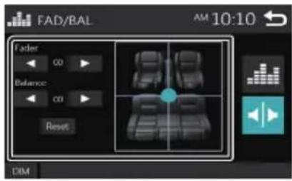 FAD/BAL AM 10:10 Fader CO Balance CO Reset DIM