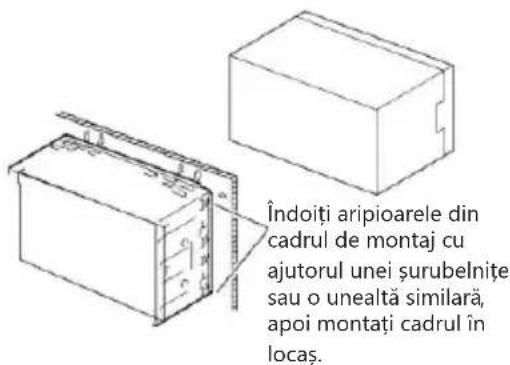 Îndoiti aripioarele din cadrul de montaj cu ajutorul unei șurubelnite sau o unealtă similară, apoi montați cadrul în locaș.