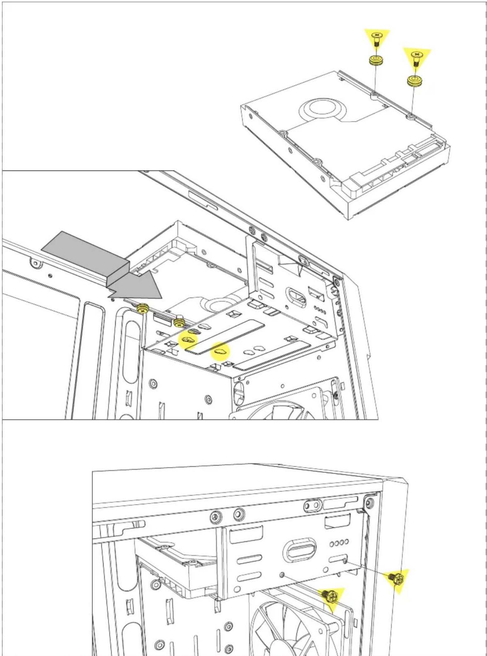 Sharkoon VG6W RGB - 3.5" HDD Installation - 8