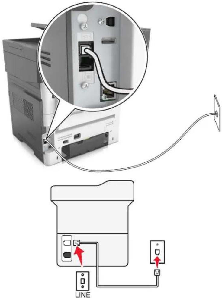 LEXMARK MX610 - Configuration 1 : L'imprimante est connectée à une ligne de télécopie dédiée - 1