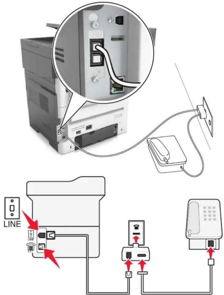 LEXMARK MX610 - Connexion de l'imprimante à une prise murale non RJ11 - 1