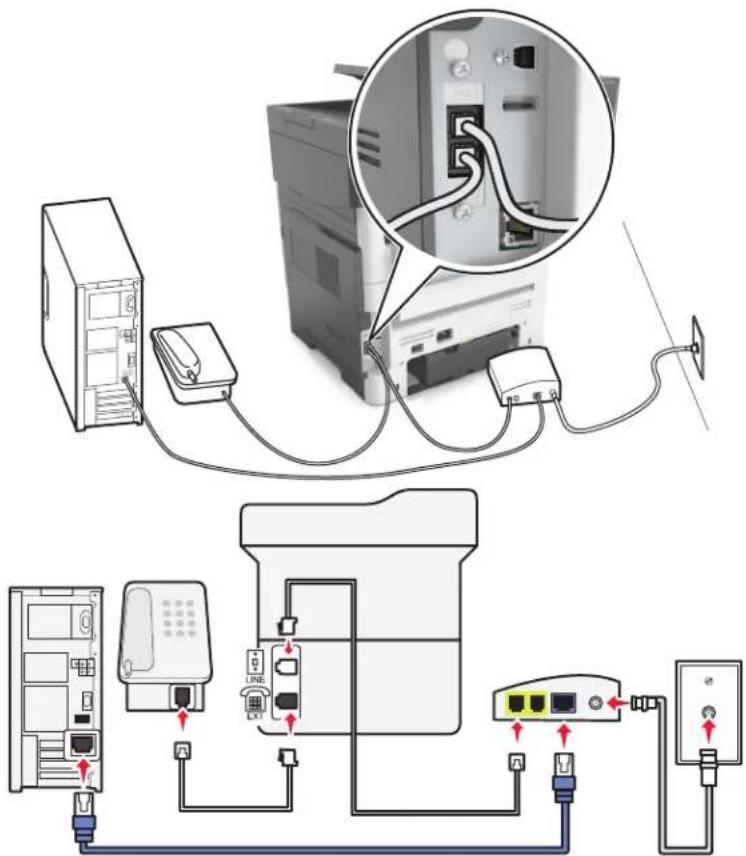 LEXMARK MX610 - Configuration 1 : L'imprimante est directement connectée à un modem câblé - 1