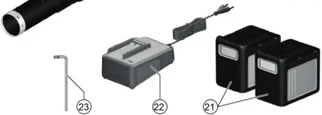 Diagram showing labeled components of a device with numbered parts 21, 22, and 23